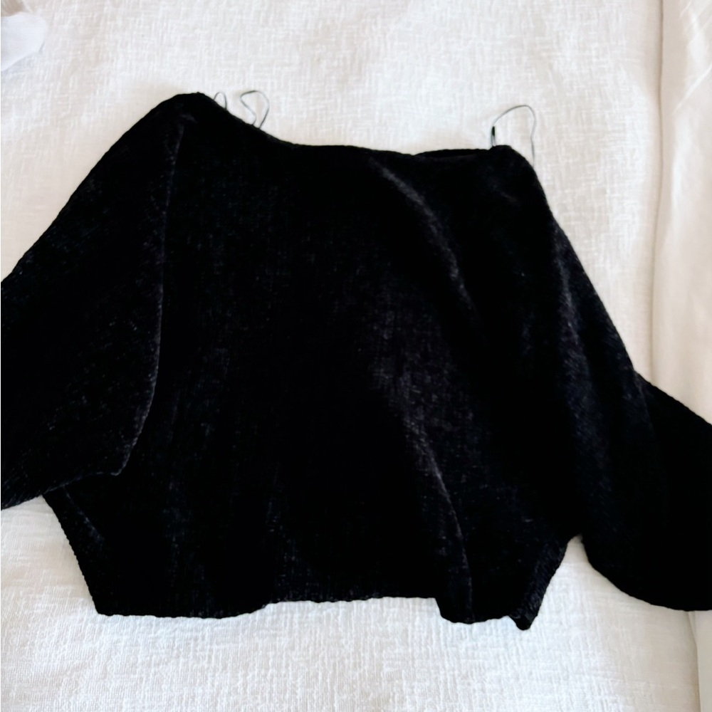 Black Zara Chenille Off the Shoulder Sweater